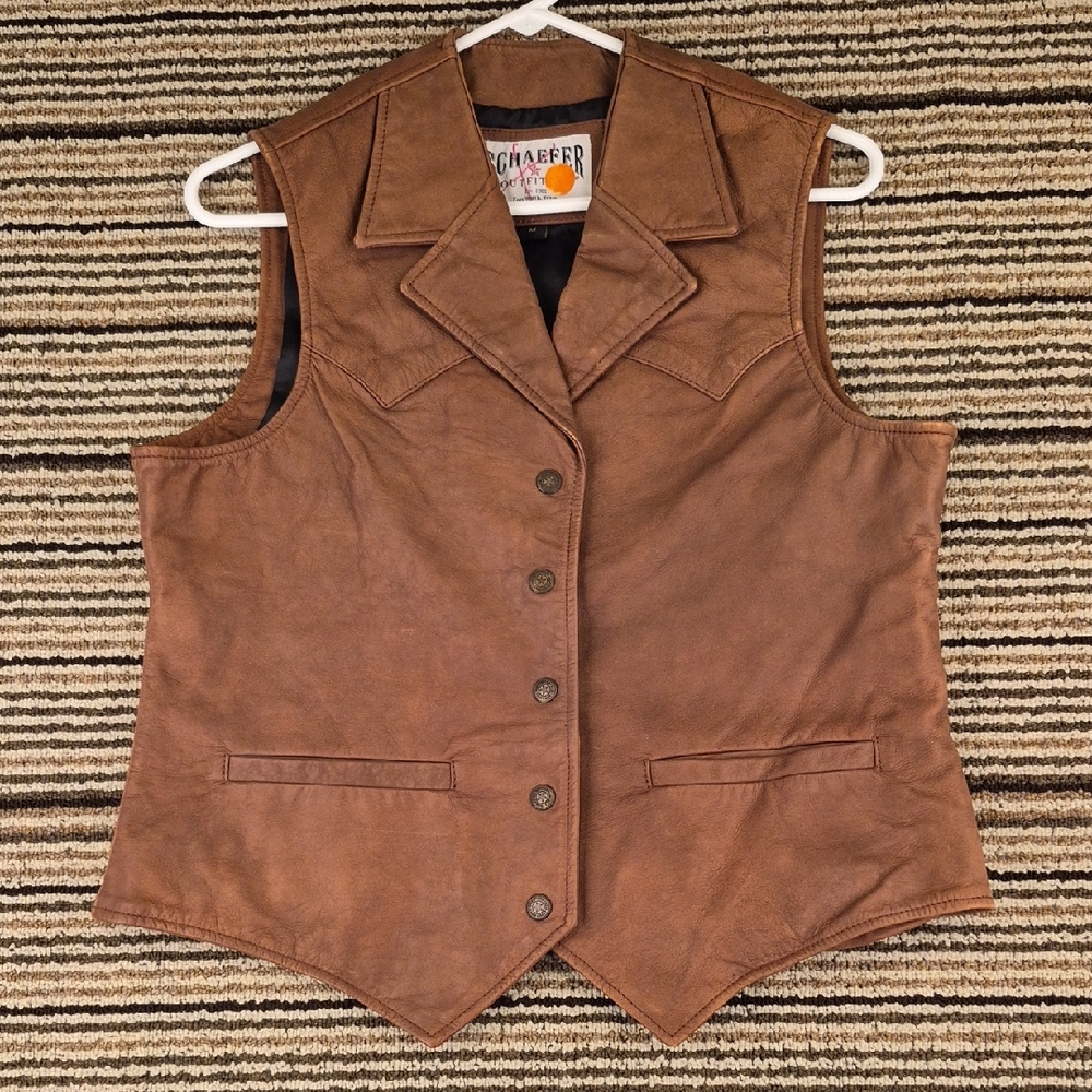 SCHAEFER Outfitter Bowie Brown 710L Western‎ Leather Medium Womens Vest